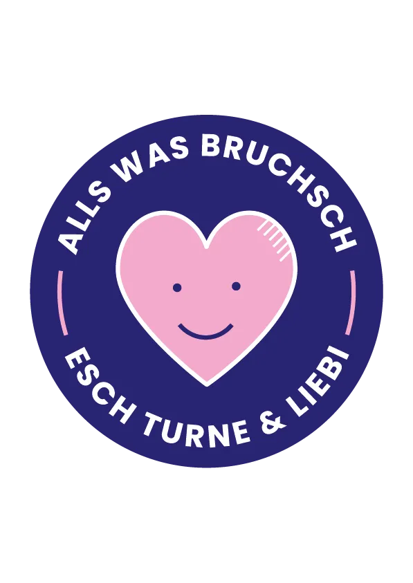 Sticker Herz: Alls was bruchsch esch Turne & Liebi